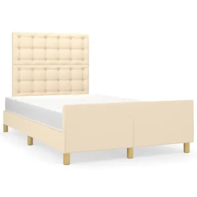 vidaXL Posteljni okvir brez vzmetnice krem 120x190 cm blago