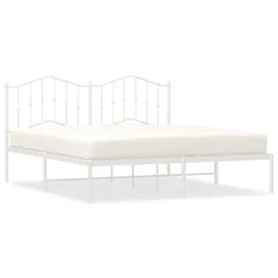 vidaXL Kovinski posteljni okvir z vzglavjem bel 183x213 cm