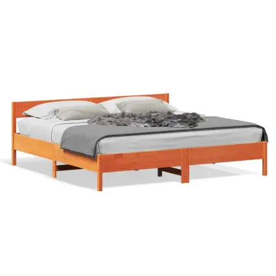 vidaXL Posteljni okvir brez vzmetnice vošč. rjav 180x200 cm borovina