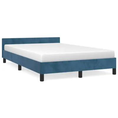 vidaXL Posteljni okvir brez vzmetnico temno modra 120x190 cm žamet