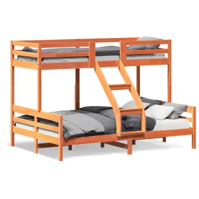 vidaXL Pograd 90×200/140x200 cm voščeno rjava trdna borovina