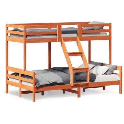 vidaXL Pograd 90×200/120x200 cm voščeno rjava trdna borovina