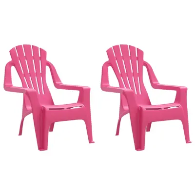 vidaXL Vrtni stoli 2 kosa za otroke roza 37x34x44 cm PP videz lesa