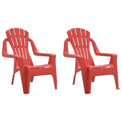 vidaXL Vrtni stoli 2 kosa za otroke rdeča 37x34x44 cm PP videz lesa