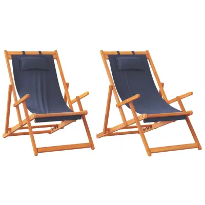 vidaXL Zložljivi stoli za na plažo 2 kosa modro blago