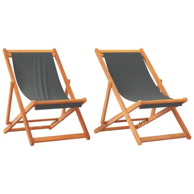 vidaXL Zložljiv stol za na plažo 2 kosa sivo blago
