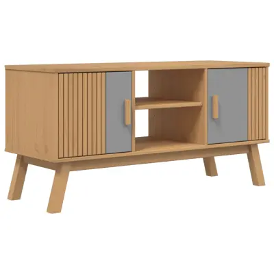 vidaXL TV omarica OLDEN siva in rjava114x43x57 cm trdna borovina