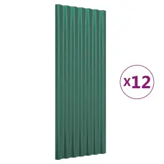 vidaXL Strešne plošče 12 kosov prašno premazano jeklo zelene 100x36 cm