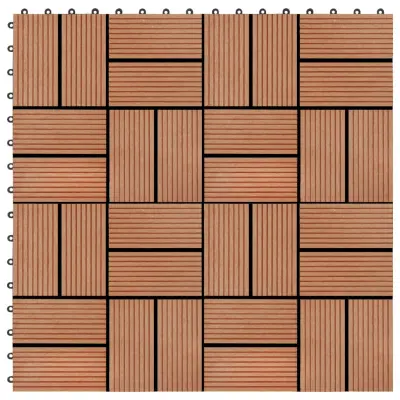 vidaXL Talne plošče 22 kosov 30x30 cm 2 m² WPC barva tikovine