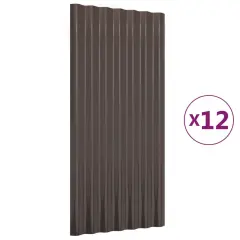 vidaXL Strešne plošče 12 kosov prašno premazano jeklo rjave 80x36 cm