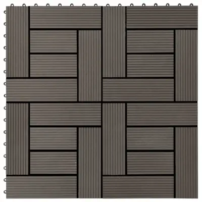 vidaXL Talne plošče 22 kosov 30x30 cm 2 m² WPC temno rjave