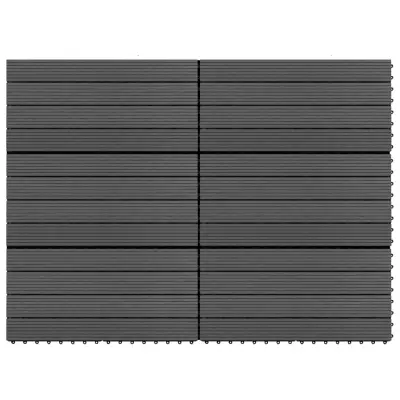 vidaXL Talne plošče 6 kosov WPC 60x30 cm 1,08 m² črne