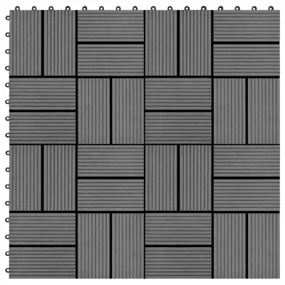 vidaXL Talne plošče 11 kosov WPF 30x30 cm 1 m² sive barve
