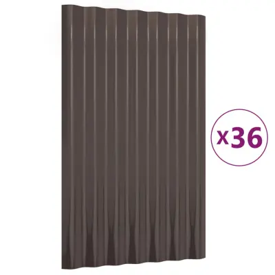 vidaXL Strešne plošče 36 kosov prašno premazano jeklo rjave 60x36 cm
