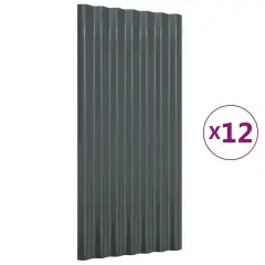 vidaXL Strešne plošče 12 kos. prašno premazano jeklo antracit 80x36 cm
