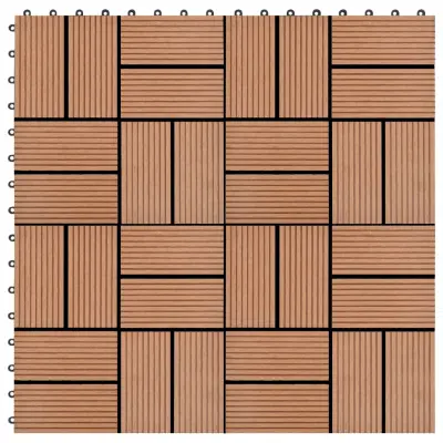 vidaXL Talne plošče 11 kosov WPC 30x30 cm 1 m² rjave
