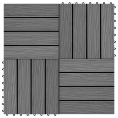 vidaXL Talne plošče 11 kosov globok relief WPC 30x30 cm 1 m² sive