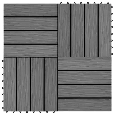 vidaXL Talne plošče 11 kosov globok relief WPC 30x30 cm 1 m² sive