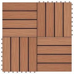 vidaXL 11 talnih plošč globok relief WPC 30x30 cm 1 m² svetlo rjave