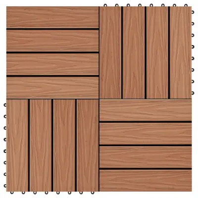vidaXL 11 talnih plošč globok relief WPC 30x30 cm 1 m² svetlo rjave