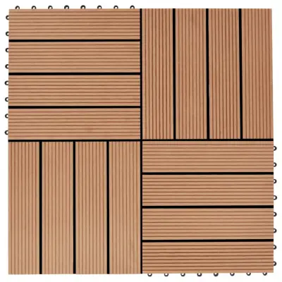 vidaXL Talne plošče 22 kosov 30x30 cm 2 m² WPC barva tikovine