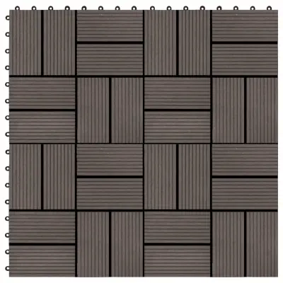vidaXL Talne plošče 22 kosov 30x30 cm 2 m² WPC temno rjave