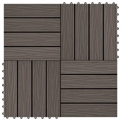 vidaXL Talne plošče 11 kosov globok relief WPC 30x30 cm 1 m² rjava
