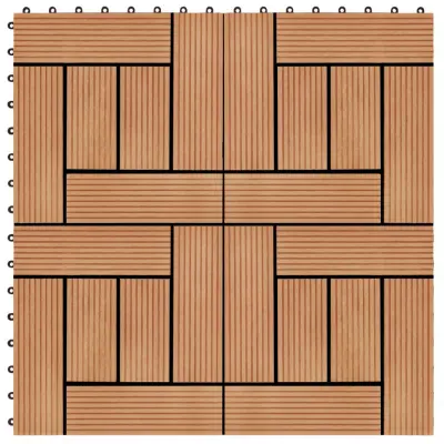 vidaXL Talne plošče 22 kosov 30x30 cm 2 m² WPC barva tikovine