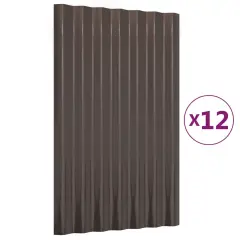 vidaXL Strešne plošče 12 kosov prašno barvano jeklo rjave 60x36 cm