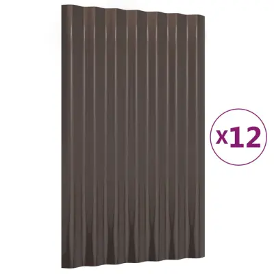 vidaXL Strešne plošče 12 kosov prašno barvano jeklo rjave 60x36 cm