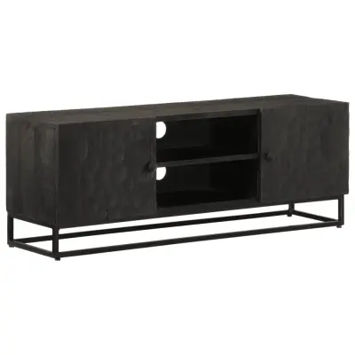 vidaXL TV omarica črna 110x30x40 cm trden mangov les in železo