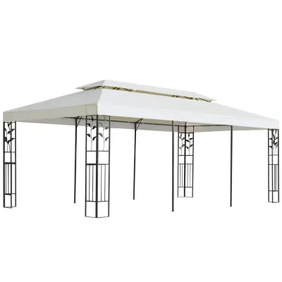 vidaXL Paviljon z dvojno streho bel 6x3 m jeklo