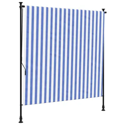 vidaXL Zunanje rolo senčilo modro in belo 200x270 cm tkanina in jeklo