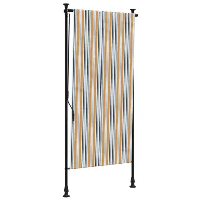 vidaXL Zunanje rolo senčilo rumeno in belo 120x270 cm tkanina in jeklo