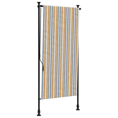 vidaXL Zunanje rolo senčilo rumeno in belo 100x270 cm tkanina in jeklo