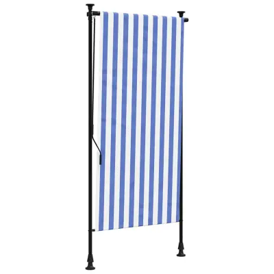 vidaXL Zunanje rolo senčilo modro in belo 120x270 cm tkanina in jeklo