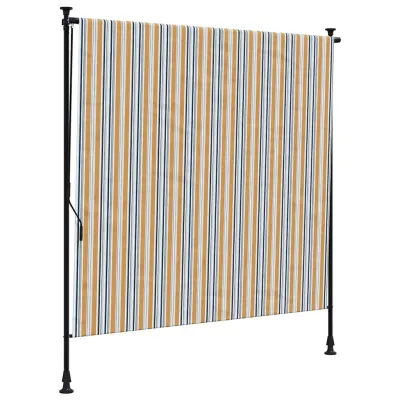 vidaXL Zunanje rolo senčilo rumeno in belo 150x270 cm tkanina in jeklo