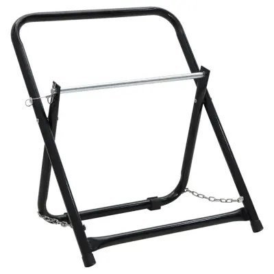 vidaXL Voziček za kolut za cev 48 cm 45 kg črno prašno lakirano jeklo