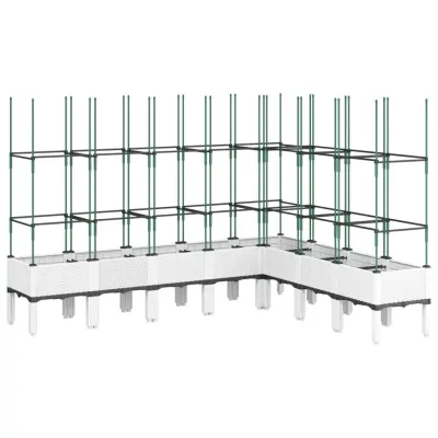 vidaXL Cvetlično korito z oporno mrežo belo 200x160x142,5 cm PP