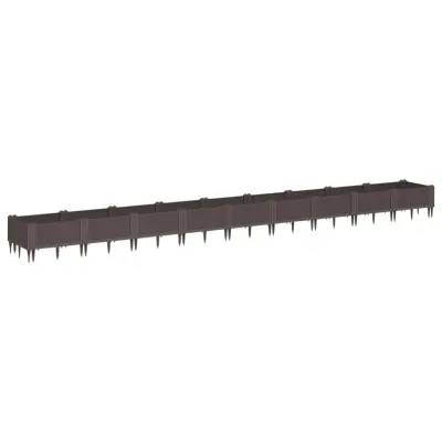 vidaXL Cvetlično korito z zatiči rjavo 362,5x42,5x28,5 cm PP