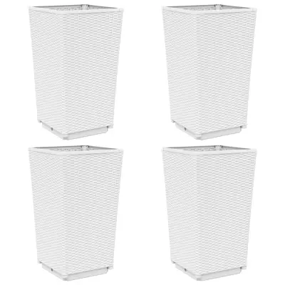 vidaXL Vrtna cvetlična korita 4 kosi bela 32,5x32,5x57 cm PP