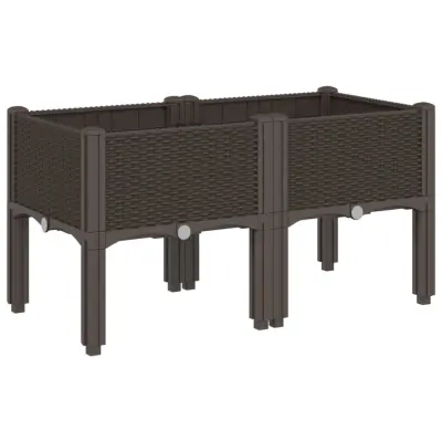vidaXL Cvetlično korito z nogami rjavo 80x40x42 cm PP