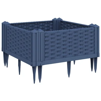 vidaXL Cvetlično korito z zatiči modro sivo 42,5x42,5x28,5 cm PP