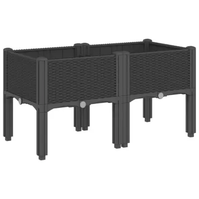 vidaXL Cvetlično korito z nogami črno 80x40x42 cm PP