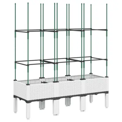 vidaXL Cvetlično korito z oporno mrežo belo 120x40x142,5 cm PP