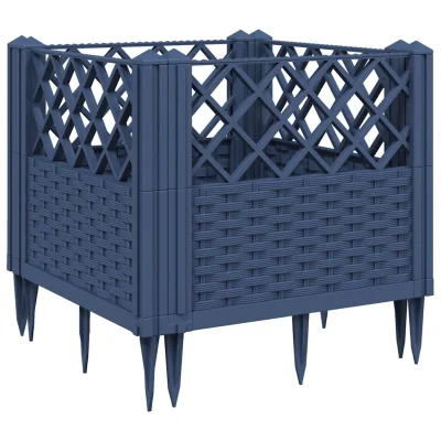 vidaXL Cvetlično korito z zatiči modro sivo 43,5x43,5x43,5 cm PP