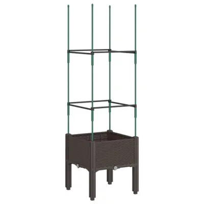 vidaXL Cvetlično korito z oporno mrežo rjavo 40x40x142,5 cm PP