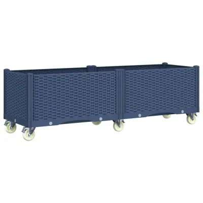 vidaXL Cvetlično korito s kolesi modro sivo 160x50x54 cm PP