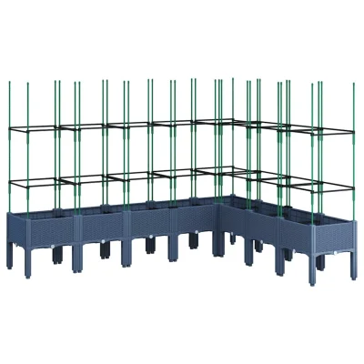 vidaXL Cvetlično korito z oporno mrežo modro sivo 200x160x142,5 cm PP
