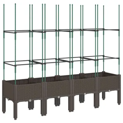 vidaXL Cvetlično korito z oporno mrežo rjavo 160x40x142,5 cm PP